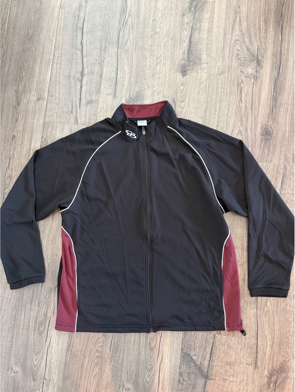 Boombah Black and Burgundy Full Zip Athletic Jacket XL